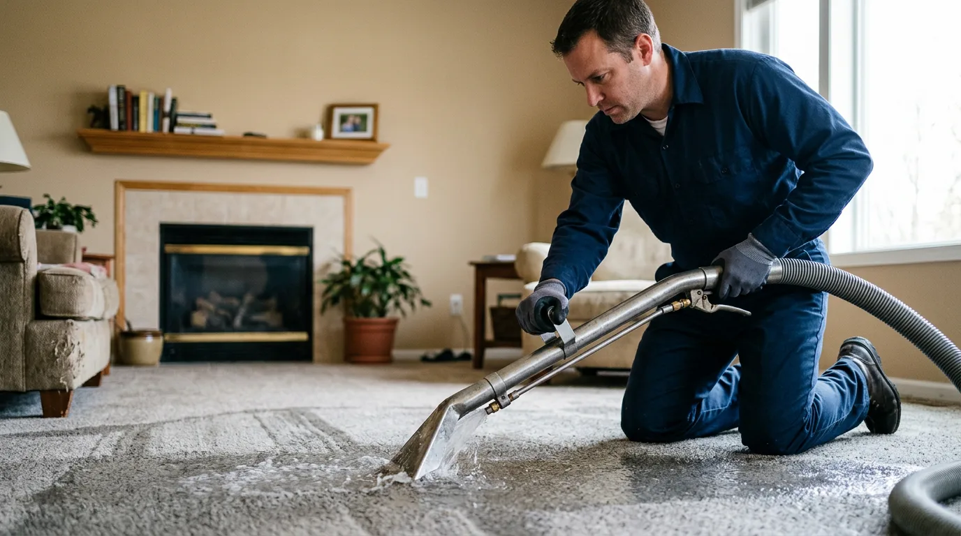 Water damage restoration technician working near Republic, KS
